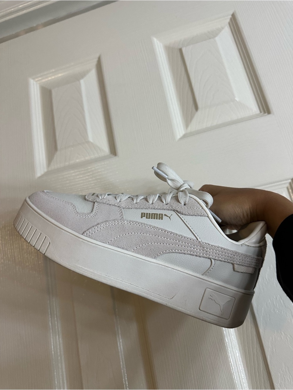 Puma White and Light Gray Women's Platform Sneaker